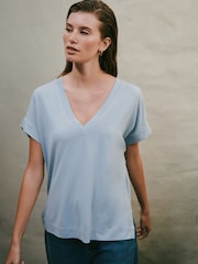 Blue N. Premium V-Neck Modal Short Sleeve Top - Image 4 of 9