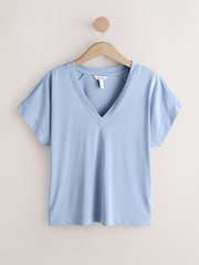 Blue N. Premium V-Neck Modal Short Sleeve Top - Image 7 of 9