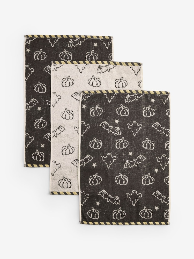 Set of 3 Black Halloween Terry Tea Towels - Image 3 of 3 Set of 3 Black Halloween Terry Tea Towels - Image 3 of 3