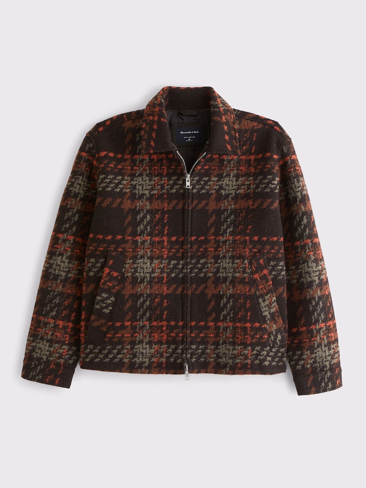 Abercrombie & Fitch Dark Brown Wool Blend Cropped Jacket - Image 1 of 4