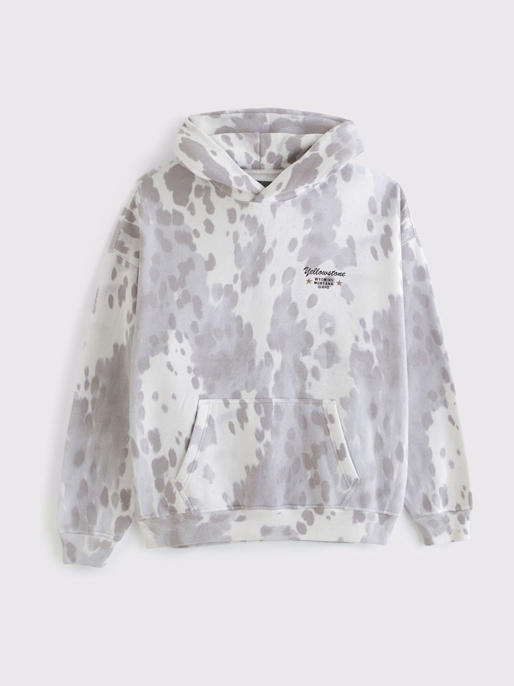 Abercrombie & Fitch Grey Pony Graphic Popover Hoodie - Image 1 of 2