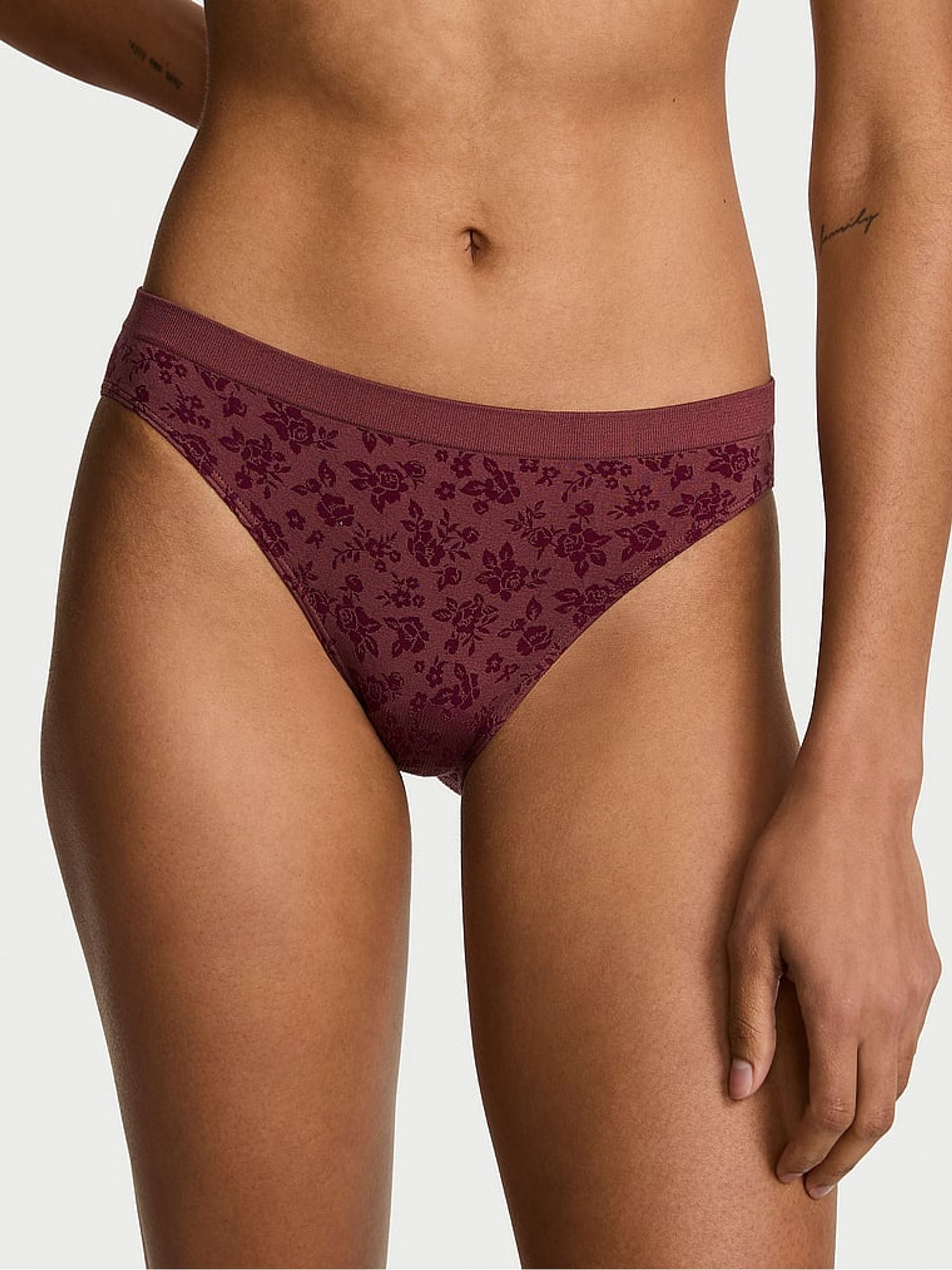 Victoria's Secret Rose Purple Bikini Floral Knickers