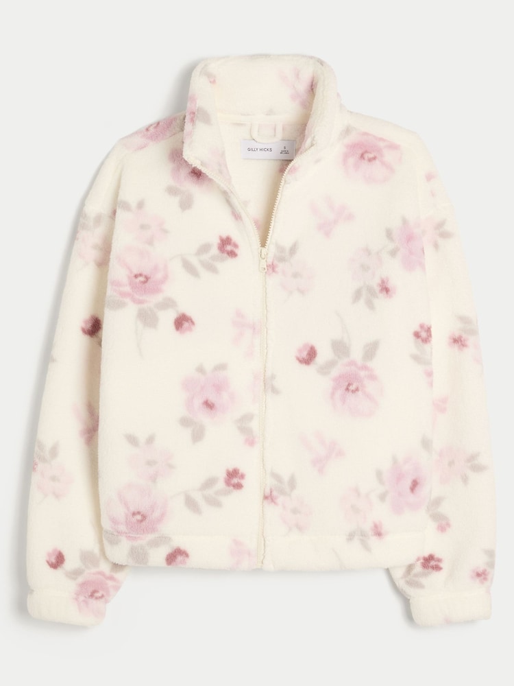 Weiß - Hollister Gilly Hicks Sweatshirt mit Stickerei und durchgehendem Reißverschluss - Bild 2 von 2