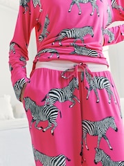 Chelsea Peers Pink Zebra Print Long Pyjamas Set - Image 4 of 6