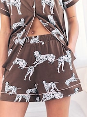 Chelsea Peers Brown Dalmatian Dog Print Short Pyjamas Set - Image 4 of 6
