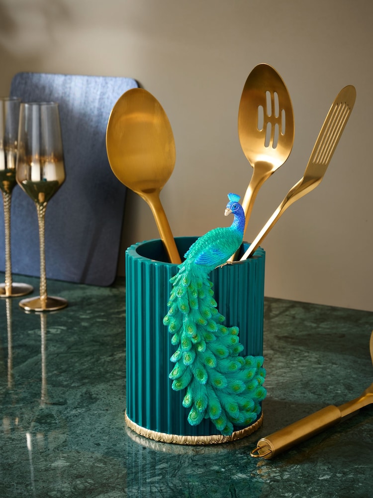 Blue Peacock Utensil Pot - Image 1 of 4