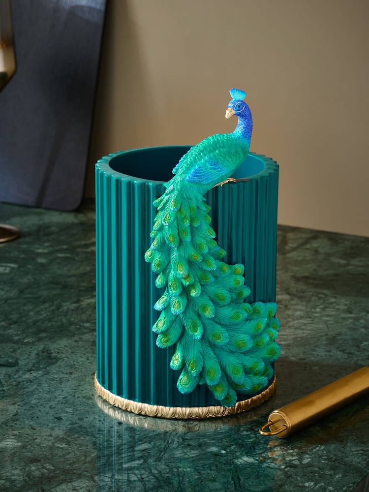 Blue Peacock Utensil Pot - Image 2 of 4
