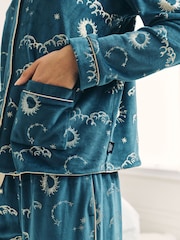 Chelsea Peers Green Velour Gold Foil Lunar Skies Long Pyjama Set - Image 6 of 6