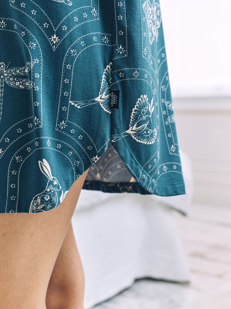 Chelsea Peers Green TENCEL™ Modal Twilight Glade Print Nightshirt - Image 6 of 6