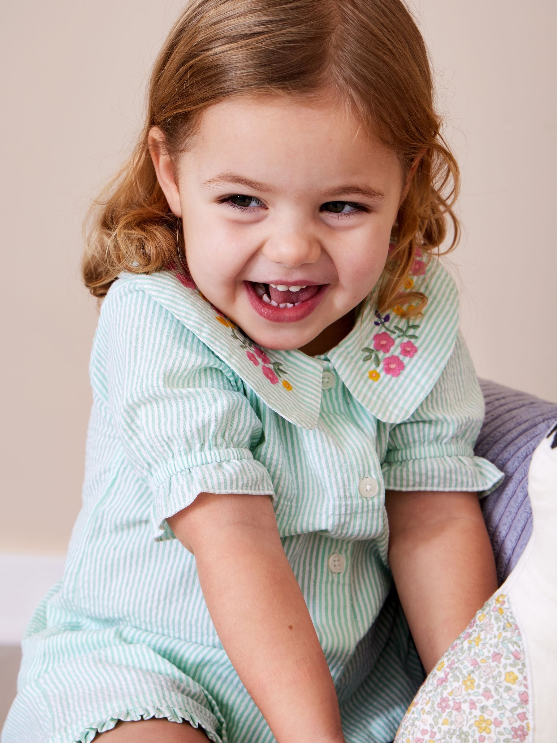 Jojo Maman Bébé Green Pinstripe Short Woven Pyjamas