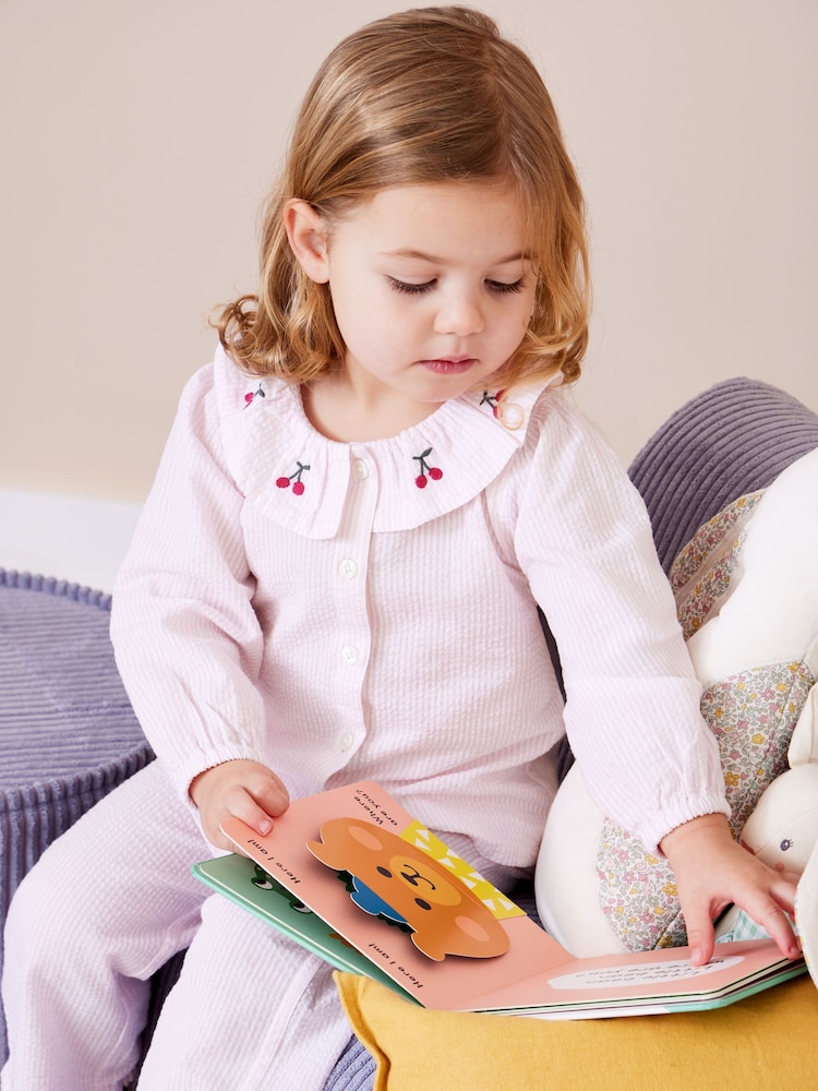 Rosa - JoJo Maman Bébé Gestreifter Seersucker-Pyjamas - Bild 1 von 2