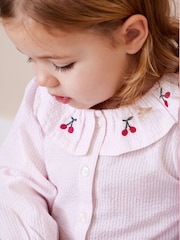 Rosa - JoJo Maman Bébé Gestreifter Seersucker-Pyjamas - Bild 2 von 2