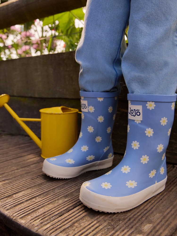 JoJo Maman Bébé Blue Daisy Print Wellies - Image 1 of 1