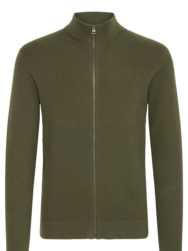 Blend Green Zip Through Knitted Jumper - Image 5 of 5