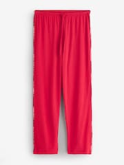 Lauren Ralph Lauren Red Cotton Knit L/S Notch Collar Pajamas Set - Image 2 of 3