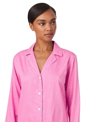 Lauren Ralph Lauren Pink Cotton Sateen Long Sleeve Notch Collar Pyjama Set - Image 3 of 6