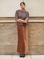 Ro&Zo Brown Satin Skirt - Image 1 of 3