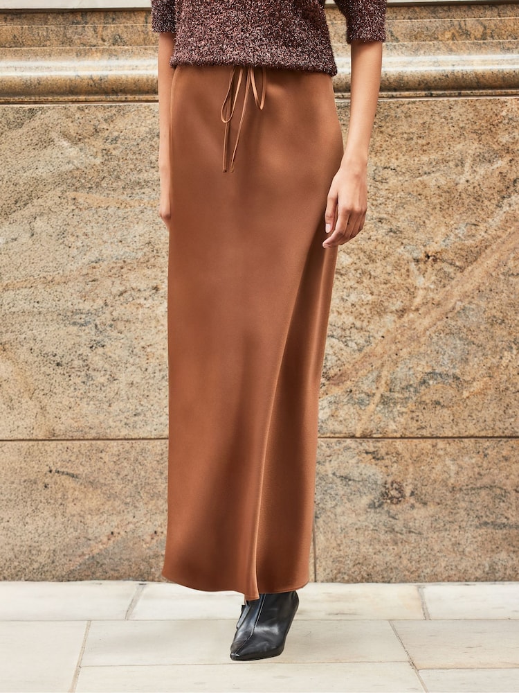 Ro&Zo Brown Satin Skirt - Image 2 of 3