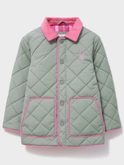 Crew Clothing Green Cord-Collar Diamond-Quilt Jacket - Image 1 of 3