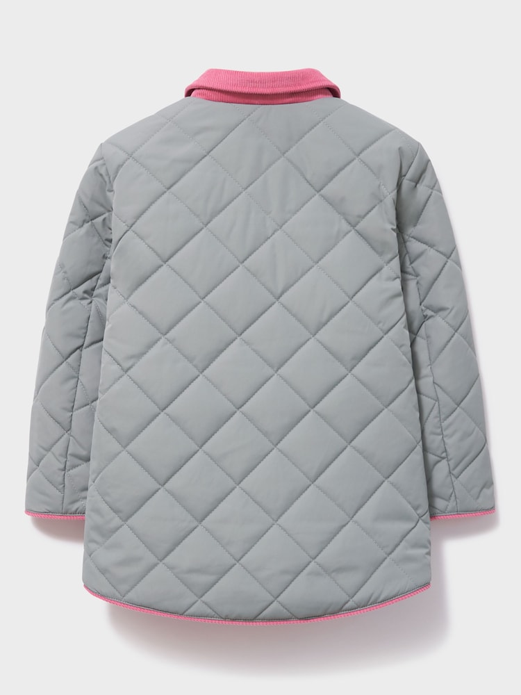 Crew Clothing Green Cord-Collar Diamond-Quilt Jacket - Image 2 of 3