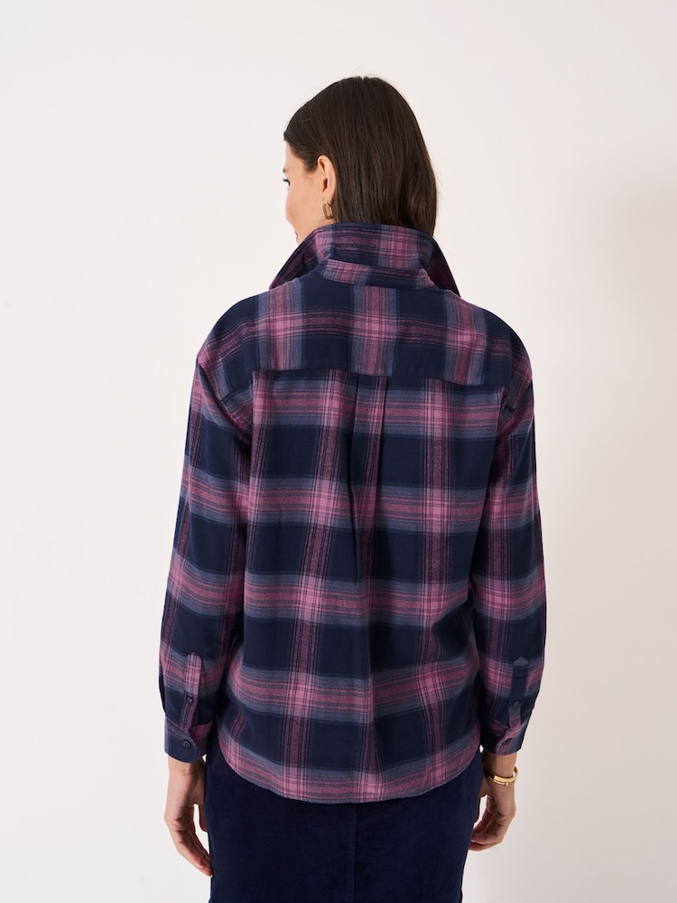 Crew Clothing Pink Boyfriend Fit Flannel Shirt - Image 2 of 5 Crew Clothing Pink Boyfriend Fit Flannel Shirt - Image 2 of 5