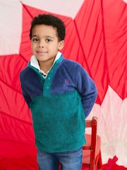 Crew Clothing Blue Borg Half-Popper Fleece - Image 1 of 3