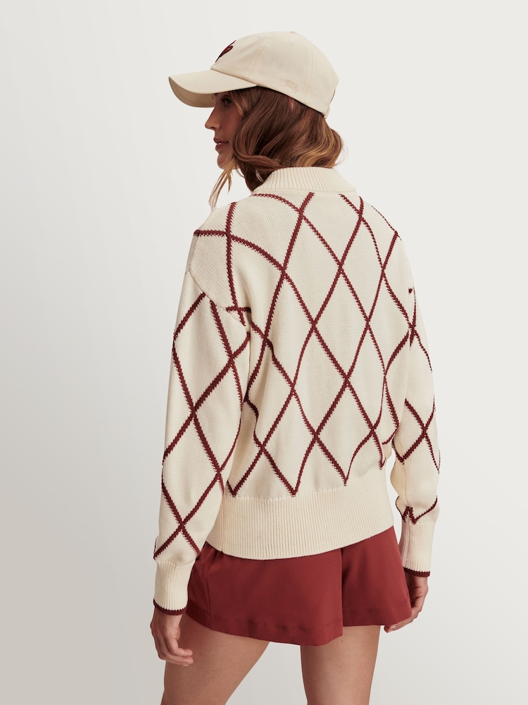 Varley White Club Cotton True Knit Nile Diamond Knit Jacket - Image 2 of 7