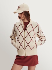 Varley White Club Cotton True Knit Nile Diamond Knit Jacket - Image 3 of 7