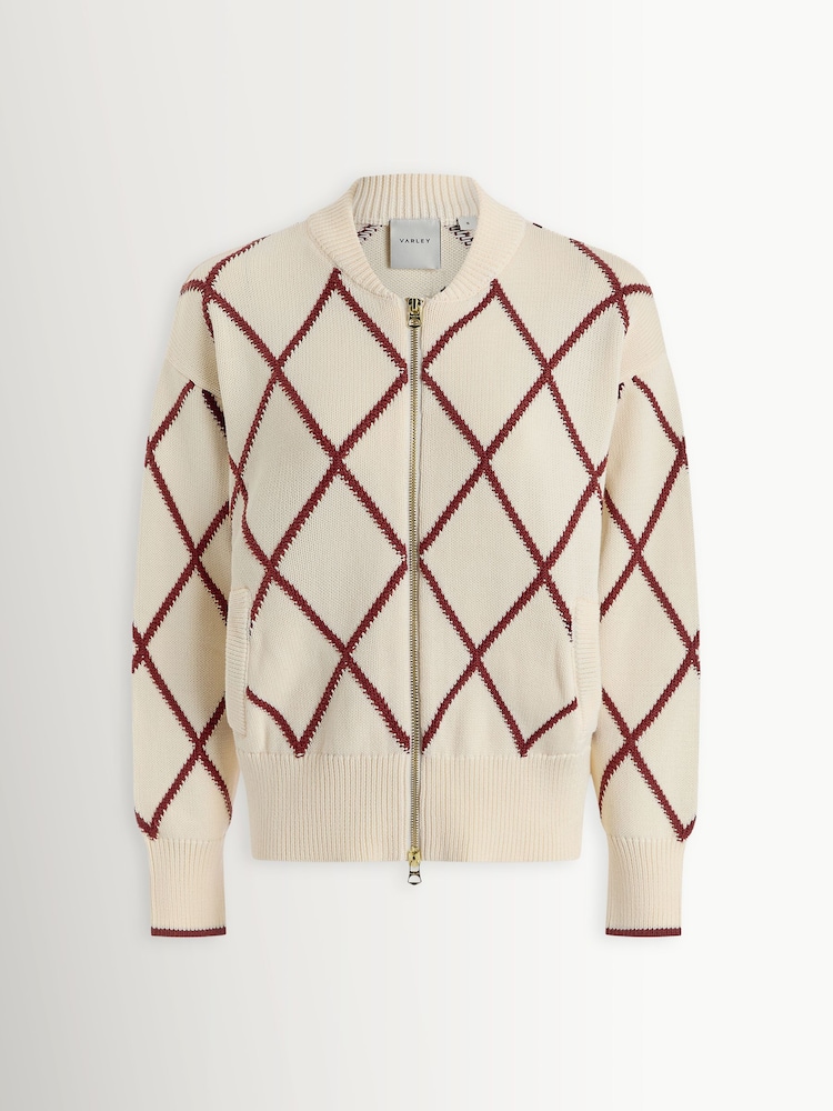 Varley White Club Cotton True Knit Nile Diamond Knit Jacket - Image 7 of 7