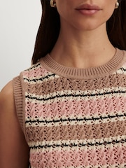 Varley Pink Cotton True Knit Deeley Stripe Stitch Tank - Image 10 of 11