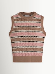 Varley Pink Cotton True Knit Deeley Stripe Stitch Tank - Image 11 of 11