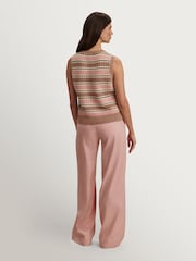 Varley Pink Cotton True Knit Deeley Stripe Stitch Tank - Image 2 of 11