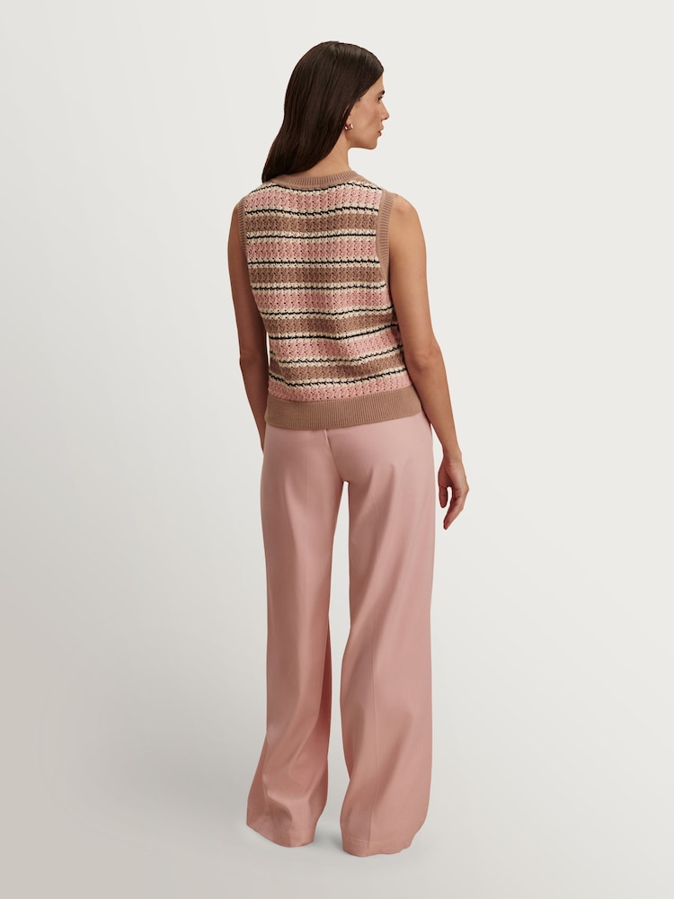 Varley Pink Cotton True Knit Deeley Stripe Stitch Tank - Image 2 of 11
