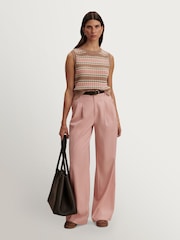 Varley Pink Cotton True Knit Deeley Stripe Stitch Tank - Image 3 of 11