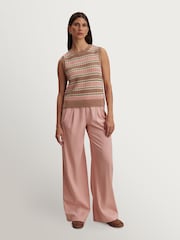 Varley Pink Cotton True Knit Deeley Stripe Stitch Tank - Image 4 of 11