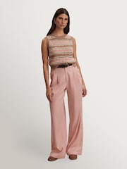 Varley Pink Cotton True Knit Deeley Stripe Stitch Tank - Image 6 of 11