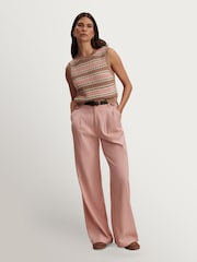 Varley Pink Cotton True Knit Deeley Stripe Stitch Tank - Image 7 of 11
