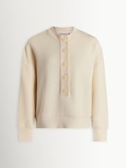 Varley Cream Doublesoft Reena Button Front Sweat Top - Image 4 of 4