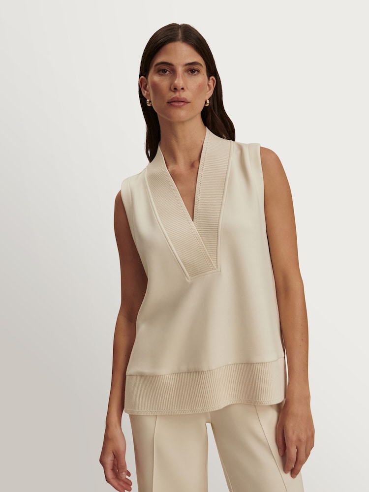 Varley White Doublesoft Freida V-Neck Tank - Image 1 of 4 Varley White Doublesoft Freida V-Neck Tank - Image 1 of 4