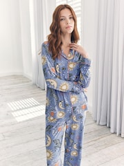 Chelsea Peers Purple Celestial Zebra Print Button-Up Long Pyjamas Set - Image 2 of 5