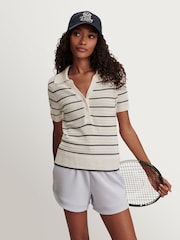 Varley White Club Cotton Blend Wren Knit Polo Shirt - Image 1 of 7