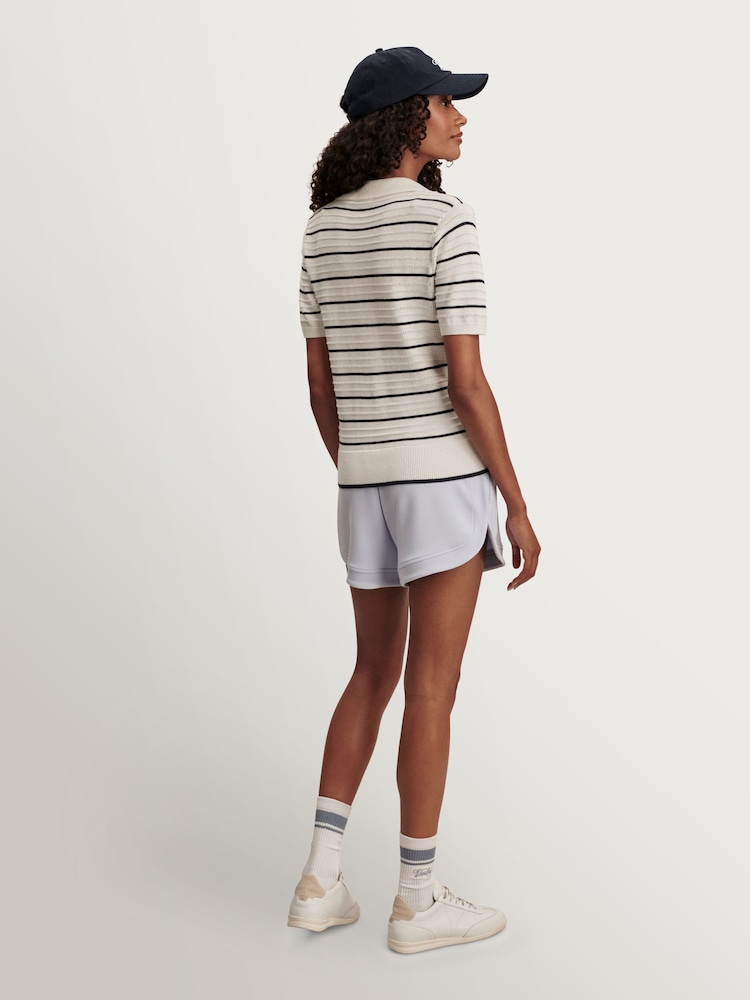 Varley White Club Cotton Blend Wren Knit Polo Shirt - Image 2 of 7