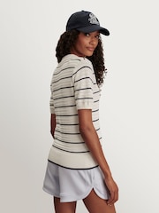 Varley White Club Cotton Blend Wren Knit Polo Shirt - Image 3 of 7