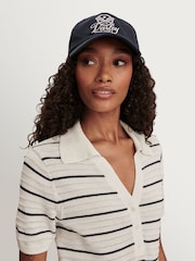 Varley White Club Cotton Blend Wren Knit Polo Shirt - Image 6 of 7