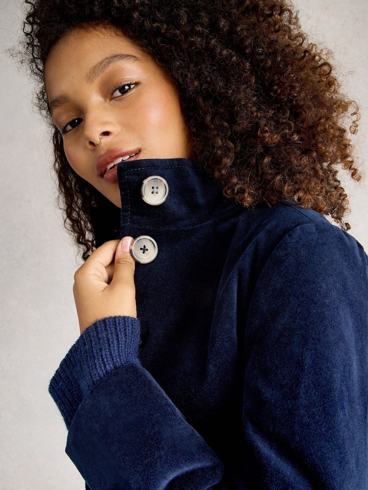 White Stuff Blue Karla Velvet Coat - Image 4 of 4 White Stuff Blue Karla Velvet Coat - Image 4 of 4