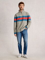 White Stuff Green Pique Half Zip Sweat Top - Image 1 of 6