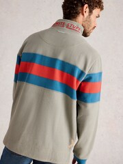 White Stuff Green Pique Half Zip Sweat Top - Image 2 of 6