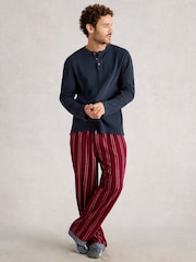 White Stuff Blue Helston Waffle Henley Pyjamas - Image 1 of 6