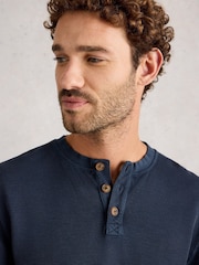White Stuff Blue Helston Waffle Henley Pyjamas - Image 4 of 6