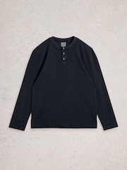 White Stuff Blue Helston Waffle Henley Pyjamas - Image 5 of 6